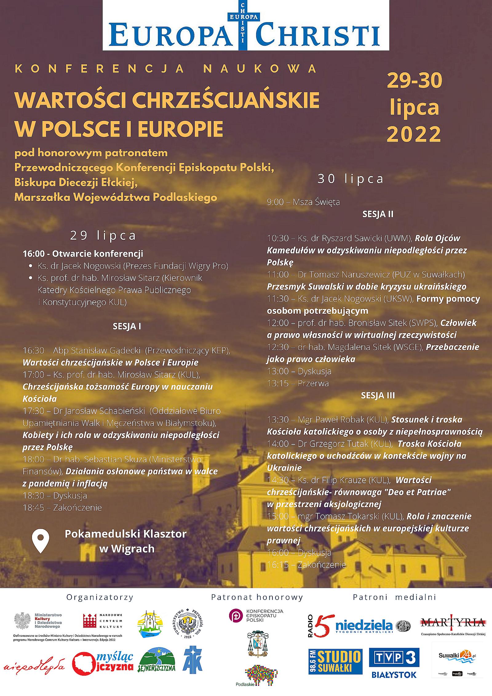 EUROPA CHRISTI - Konferencja Naukowa - Wigry 29-30.07.2022