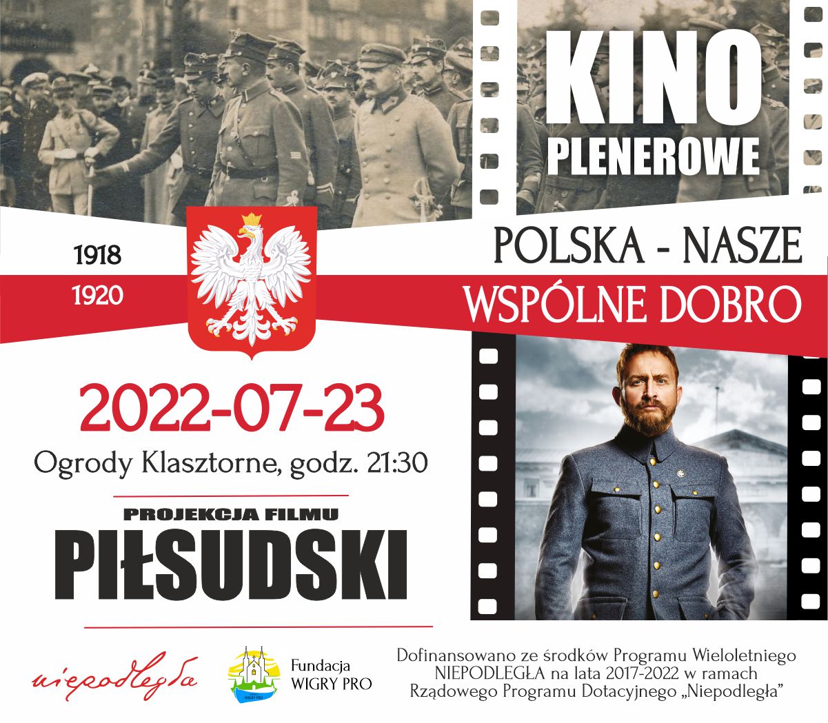 Kino plenerowe zaprasza na film "Piłsudski" 23.07.2022